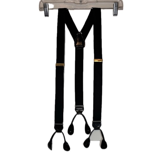 Men’s Wearhouse Accessories Black Silk Yback Suspenders Leather